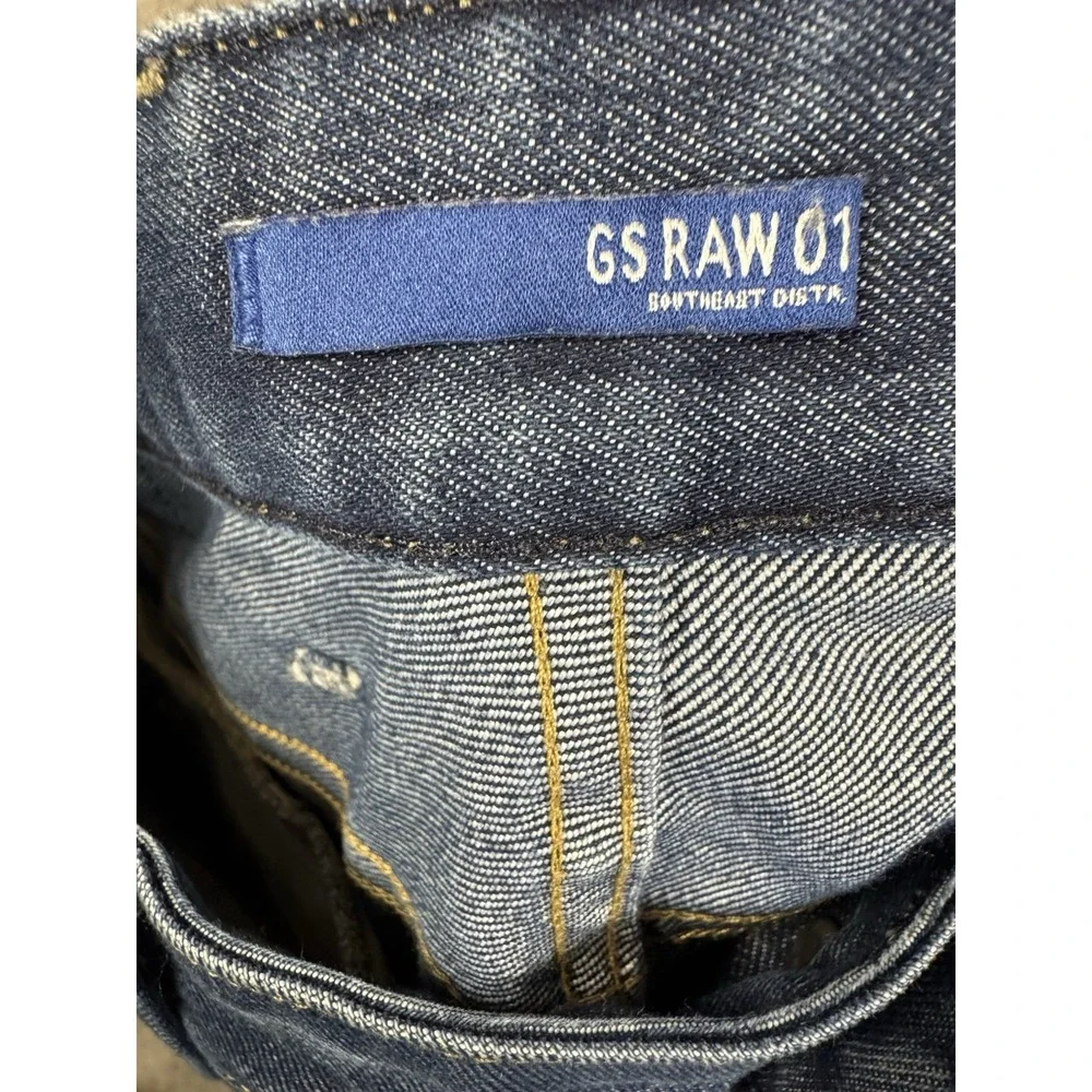 G Star Raw Jeans Mens 33x30 Blue Attacc Slim Straight Whiskering Faded $190